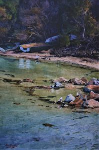 Sullivans Bay - Wet in Wet Acrylic on Stretched WC Canvas.J